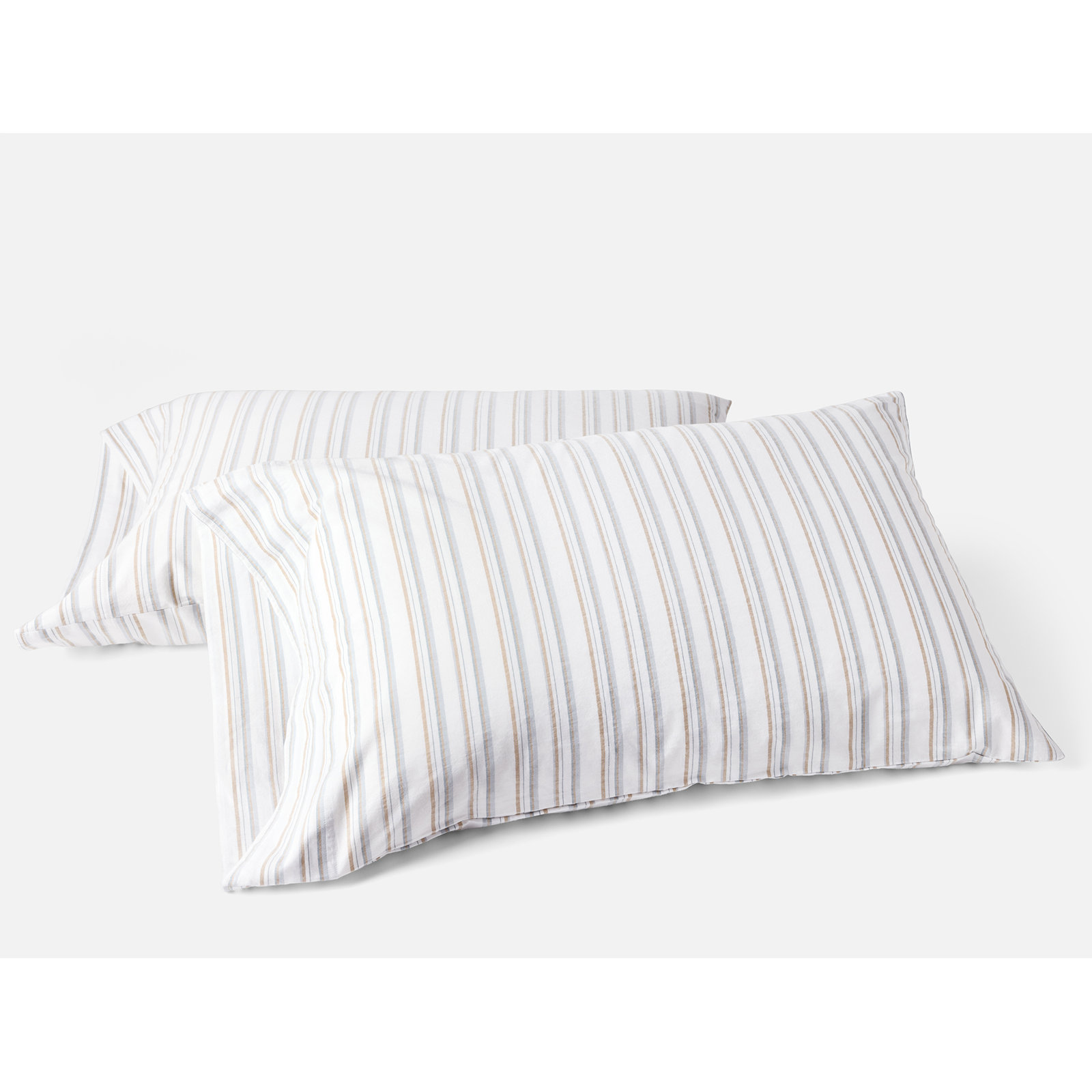 Crinkled 100% Cotton Percale Pillowcase - Set of 2, King Pillowcase, Surf Stripe