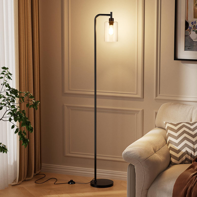 Watervliet Black Traditional Floor Lamp, Black, Clear