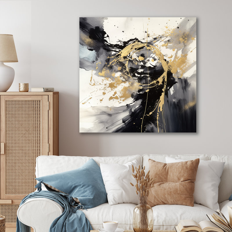 «Exploration des profondeurs du marbre doré I», reproduction sur toile, H 30 po x l 30 po x P 1 po, Toile tendue