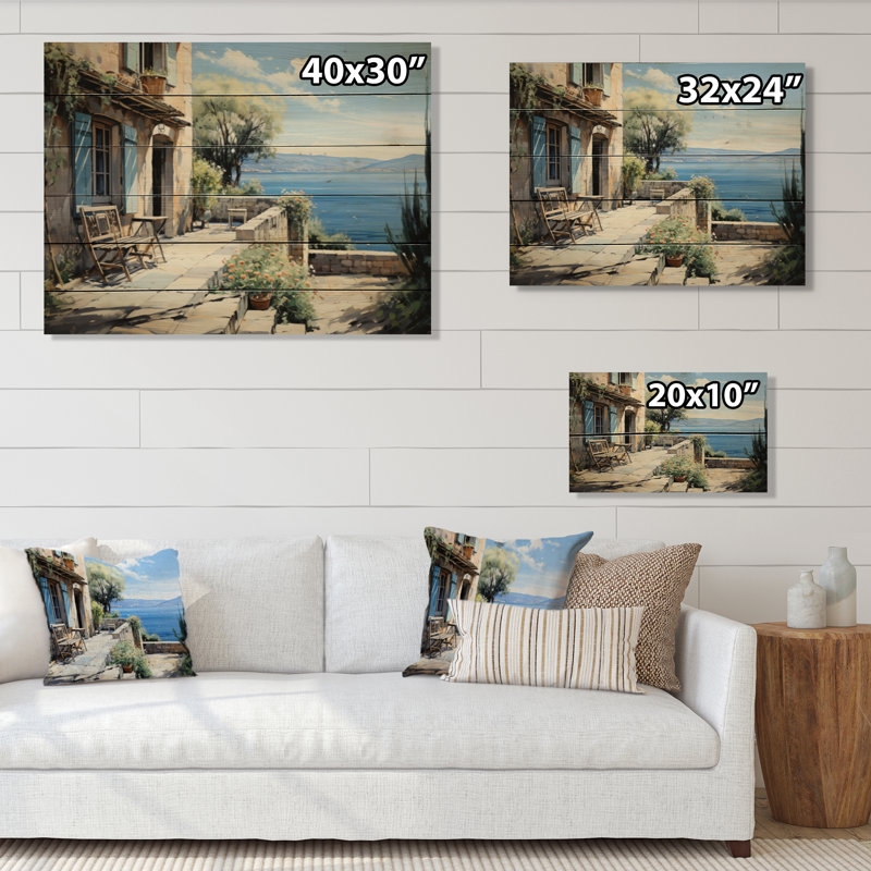 Retraite côtière française à Cannes I sur impression sur bois, H 30 po x l 40 po x P 0,78 po