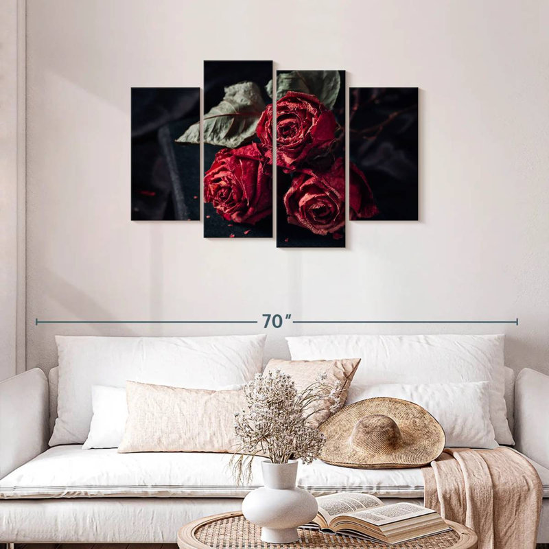 Hitzel roses rouges séchées, H 27 po x l 43 po