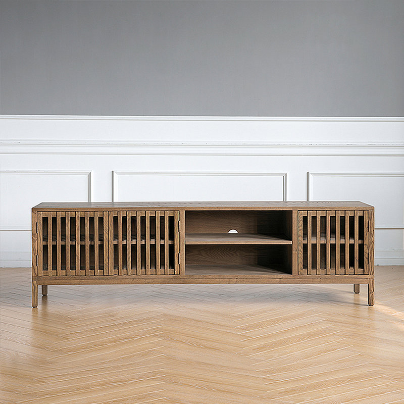 Meuble télé en bois massif moderne et minimaliste