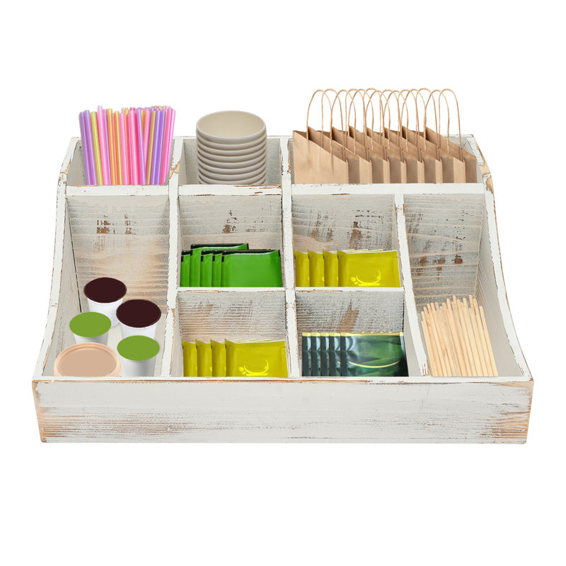 Wooden Condiment Organizer With 9 Compartment