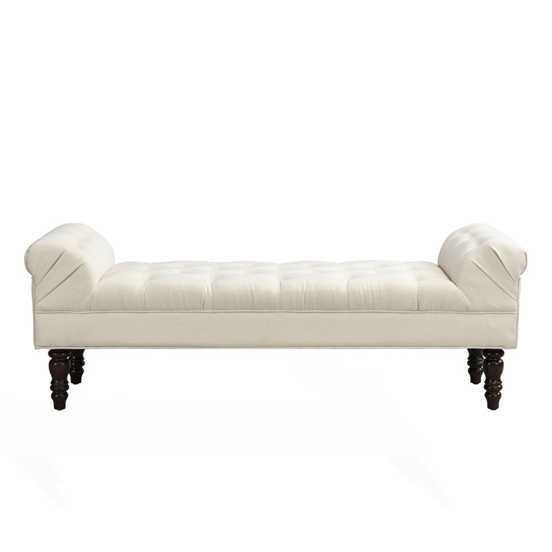 Button-Tufted End Of Bed Bench, Beige