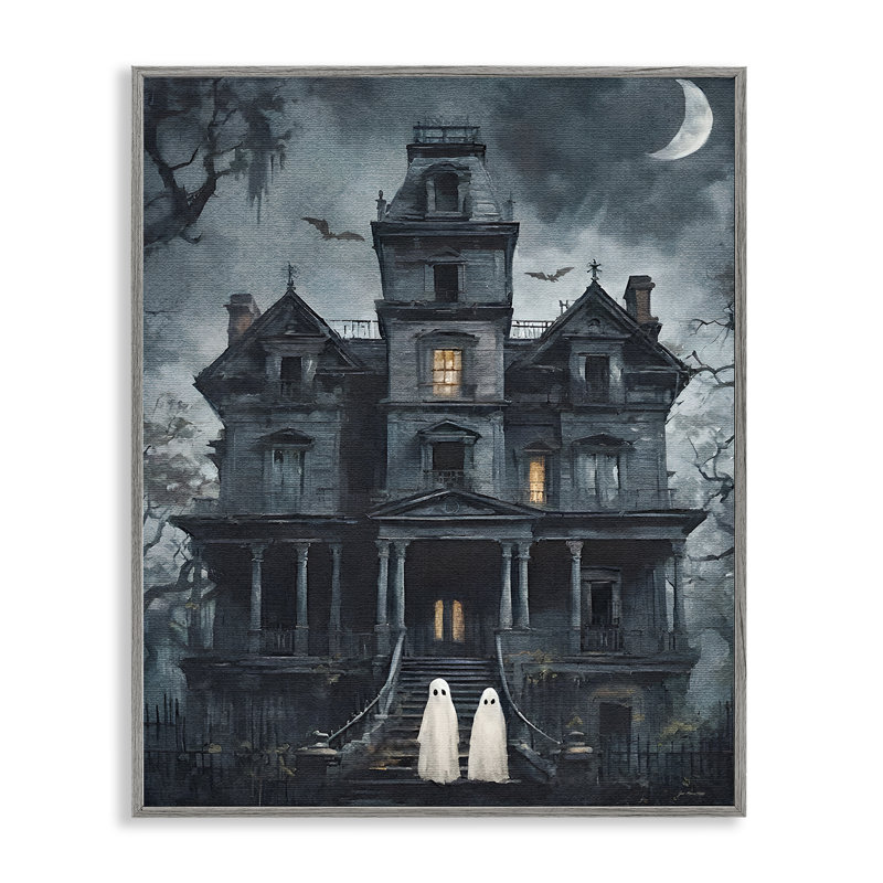 «Ghost pair & Haunted Mansion», art giclée par Jo Moulton, H 20 po x l 16 po, Estampe numérique Farmhouse