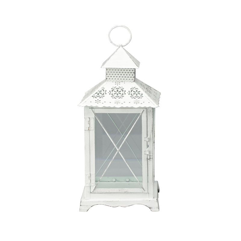 Metal Tabletop Lantern, 14.5" H x 6.5" W x 6.5" D