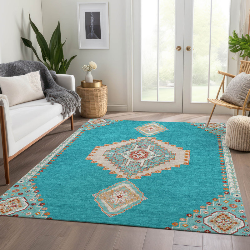 Tapis oriental Guada AMF1014 lavable à la machine de qualité supérieure, Rectangulaire 8 pi x 10 pi