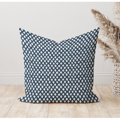 Navy Yacht Blue Geometric Block Print Outdoor Pillow Cover