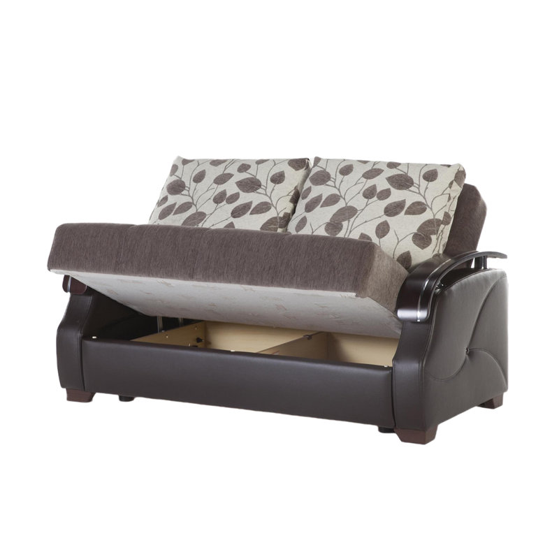 Demeshia 51.8'' Upholstered Convertible Sofa, Brown