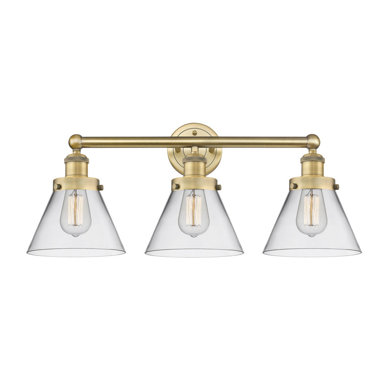 Éclairage pour meuble-lavabo à intensité variable 3 lumières Aritzy, Transparent, Laiton brossé