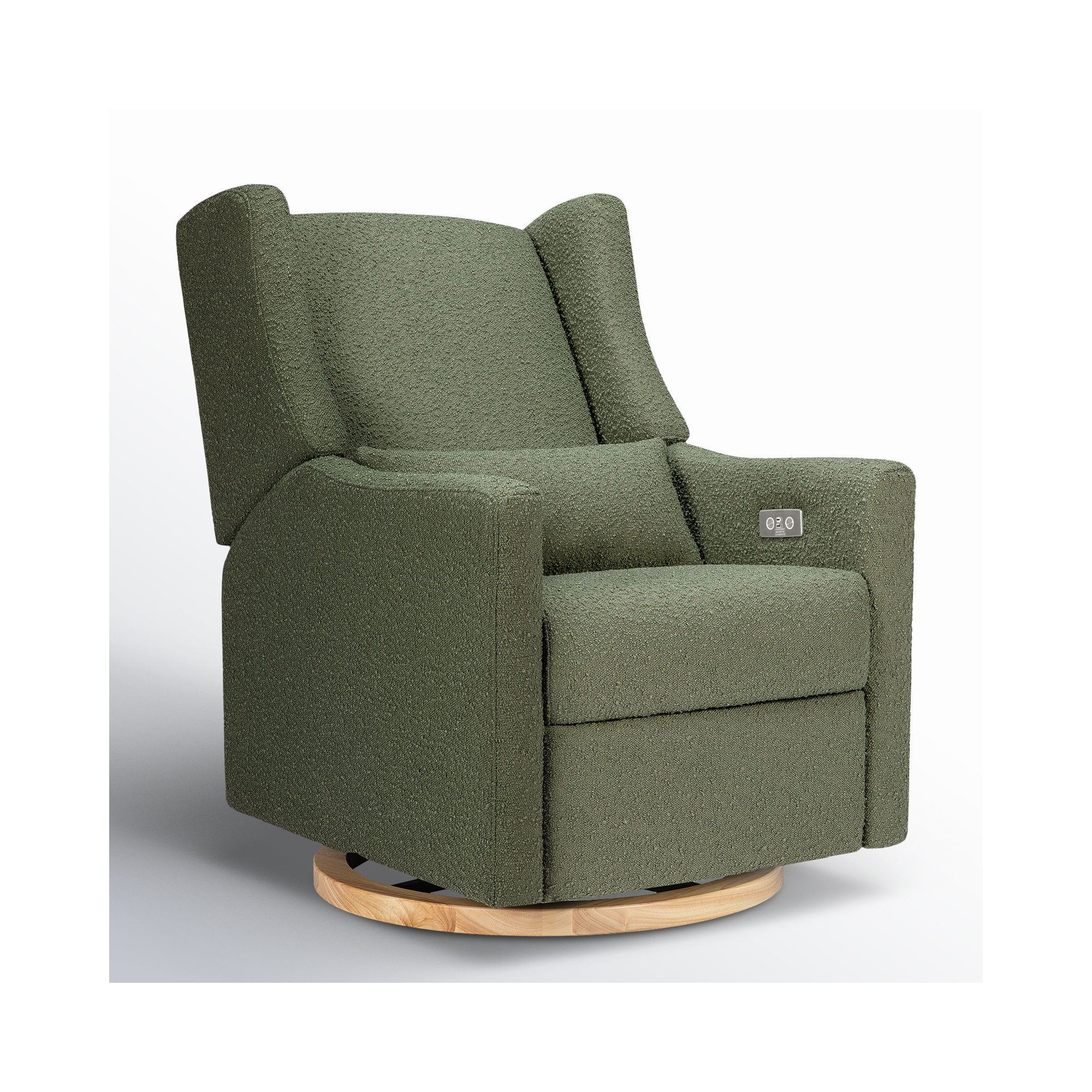 Kiwi Electronic Recliner and Swivel Glider with USB port, Olive Livesmart Boucle