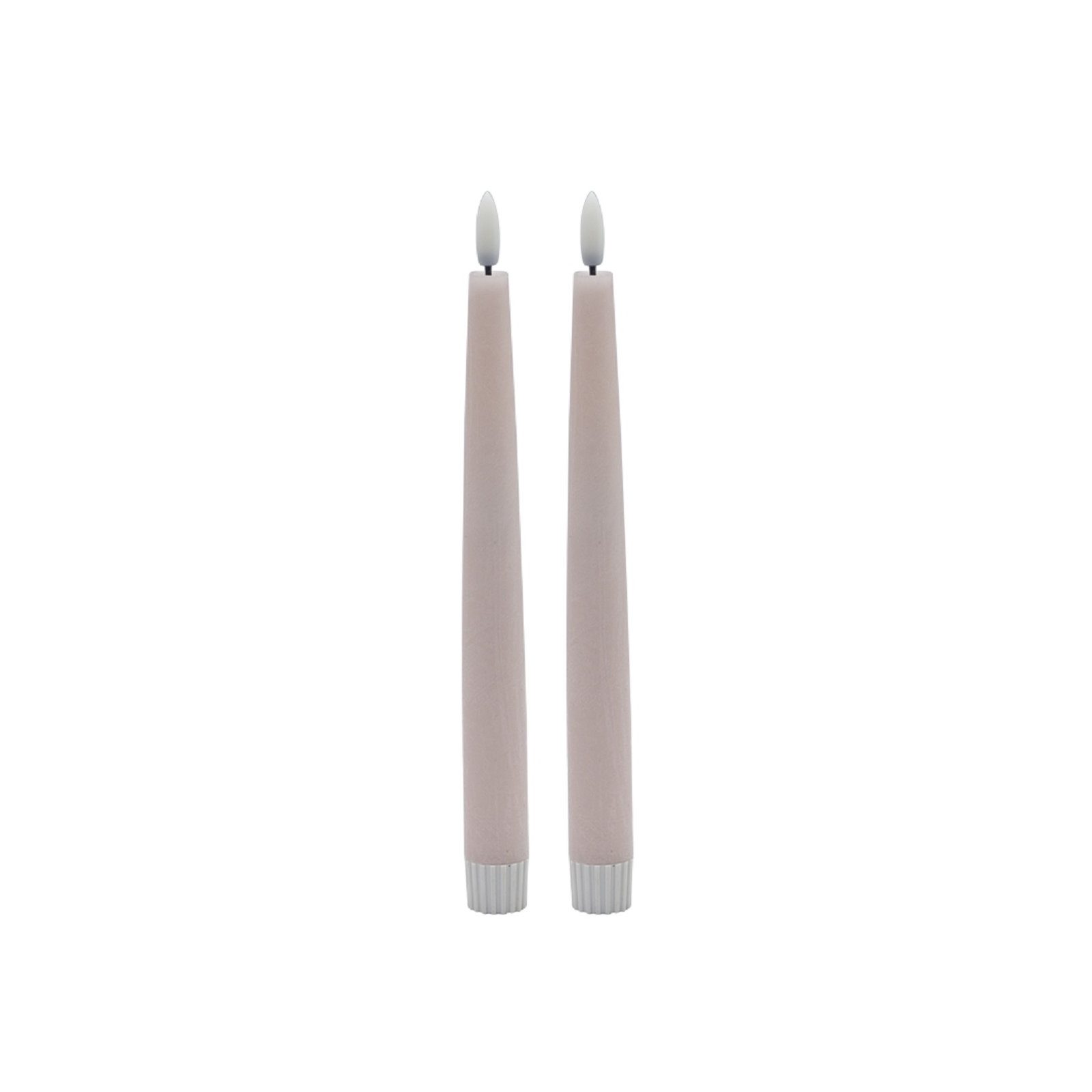 2 Pc Tall Flameless Taper Candle, Pink