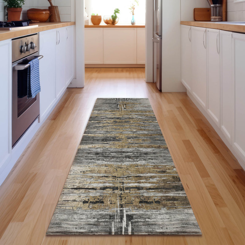 Premium Machine Washable Prisco Gray Rug, Runner 2'3" x 7'6"