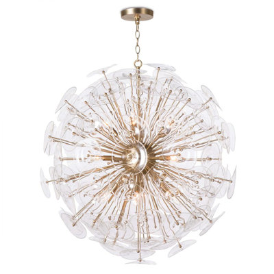 Grand lustre en verre coquelicot