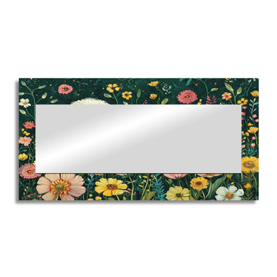Cute Sheep In Spring Flowers II - Animals Decorative Mirror Wall Art - Printed On Metal