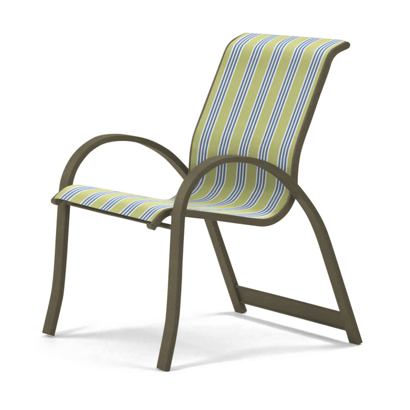 Aruba Stacking Patio Dining Armchair, White, Beachwood