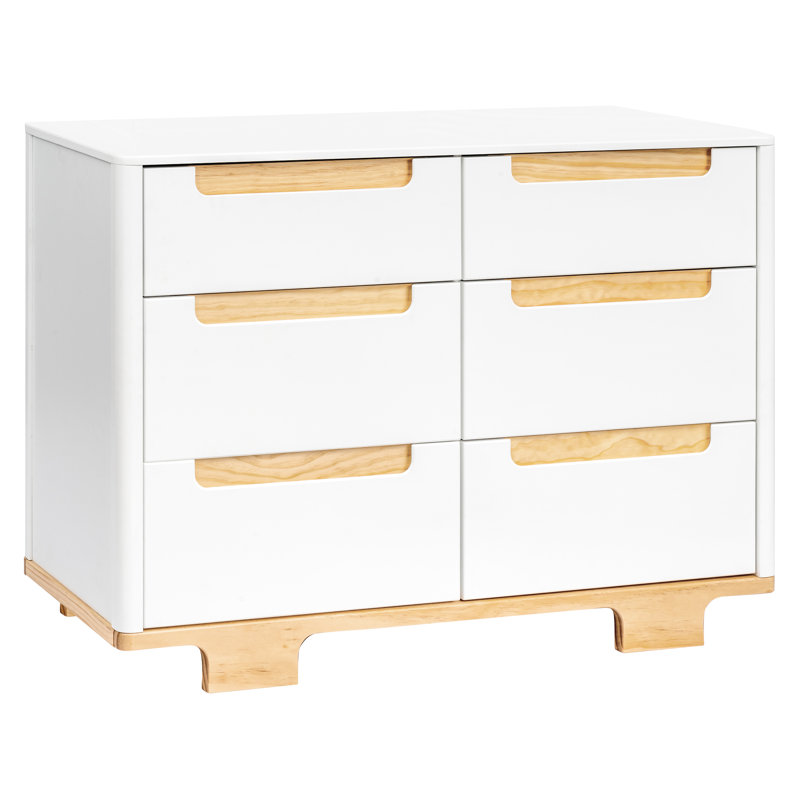 Yuzu 6-Drawer Dresser, White/Natural