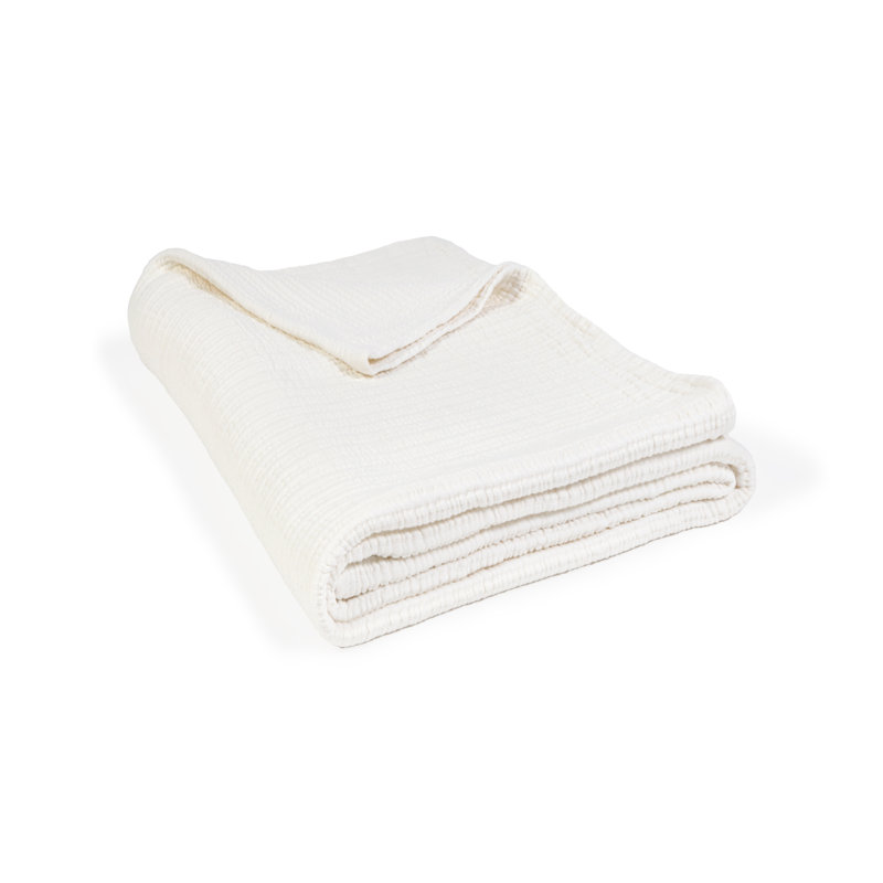 Couverture 100% coton Chatham, Simple, Crème