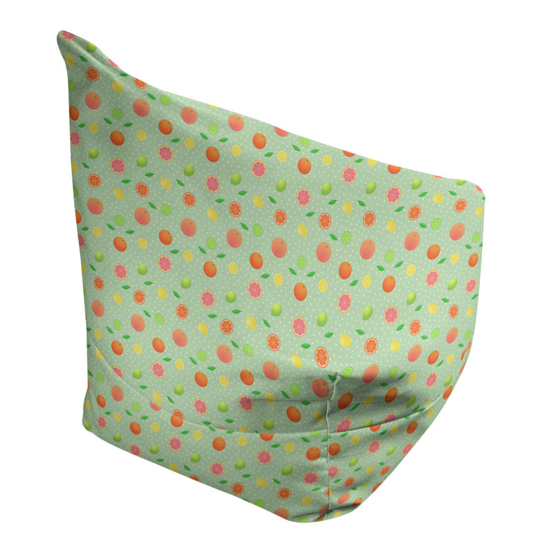 Sac de pois Leffel, H 27 po x l 30 po x P 25 po, Housse de pouf, Vert menthe / orange / rose