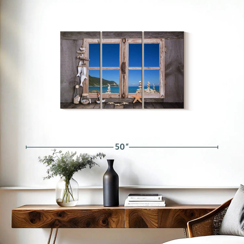 Lilie Rustic Beach Window, 20" H x 33" W
