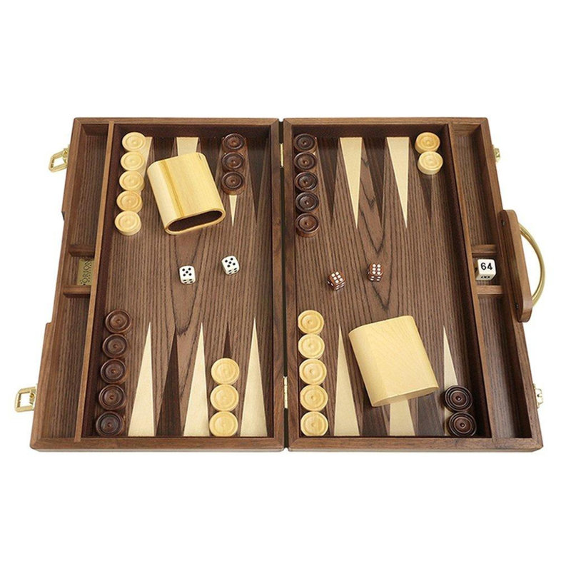 Backgammon, H 2 po x l 9,5 po x L 15 po, Bois madré