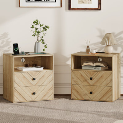 Valerica Nightstand with Charging Station and Led Lights