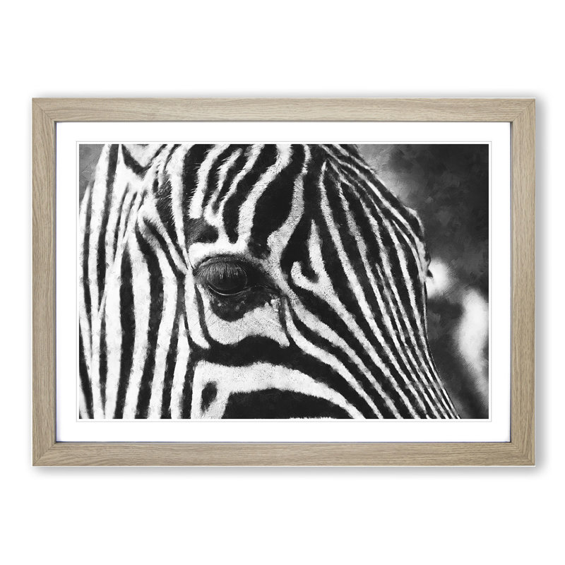 Zebra Vol.1 - Picture Frame Painting, 27cm H x 36cm W x 2cm D, Oak