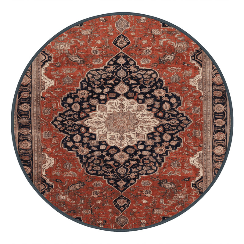 Tapis brun lavable à la machine, Rond 5 pi
