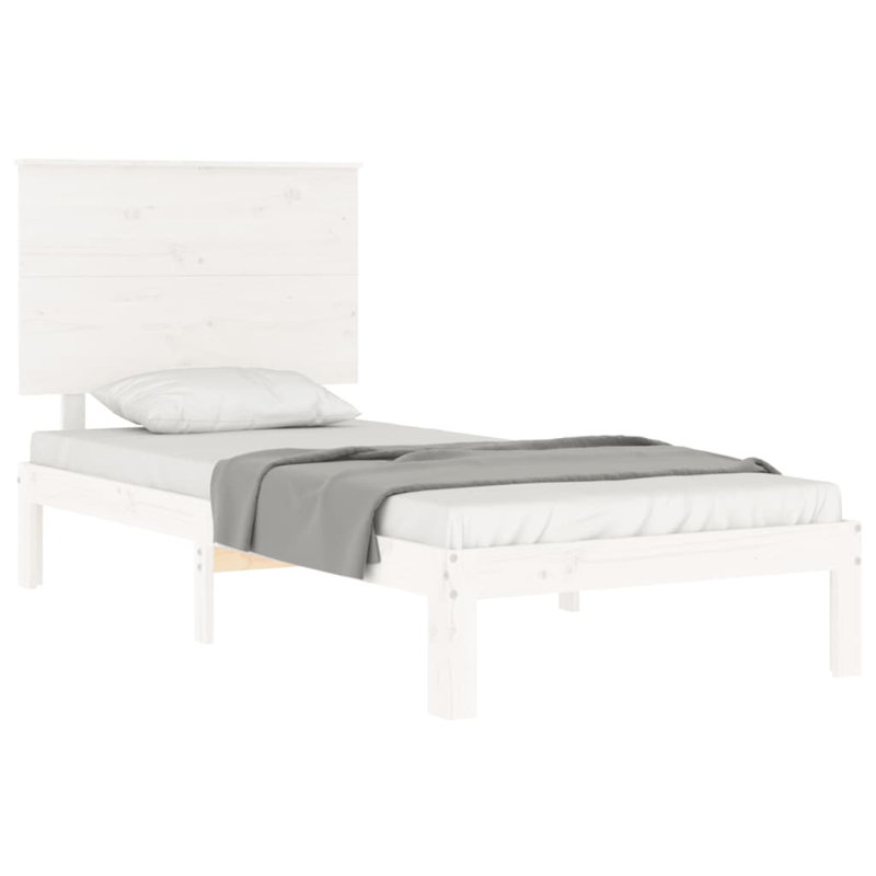 Bed Frame with Headboard, White, European Single (90 x 200cm)