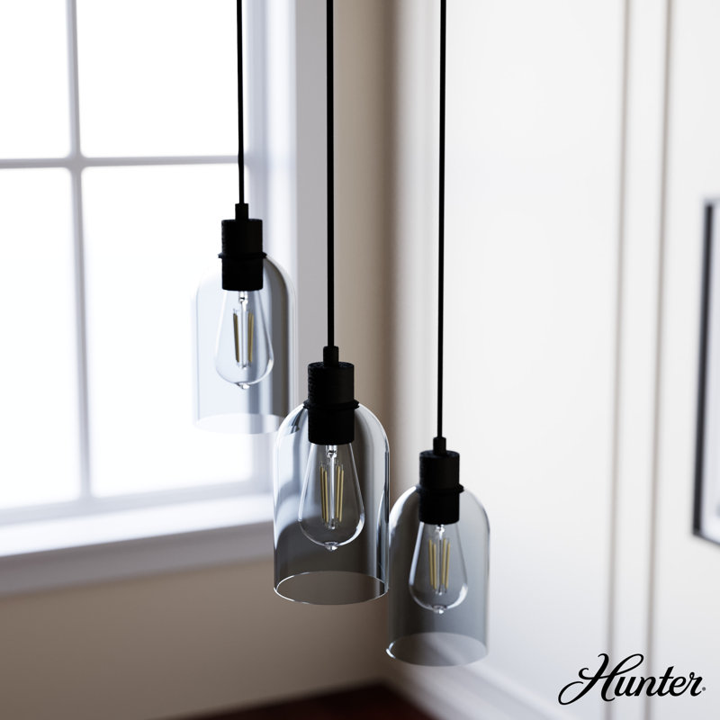 Natural Iron 3-Light Glass Cluster Ceiling Fixture