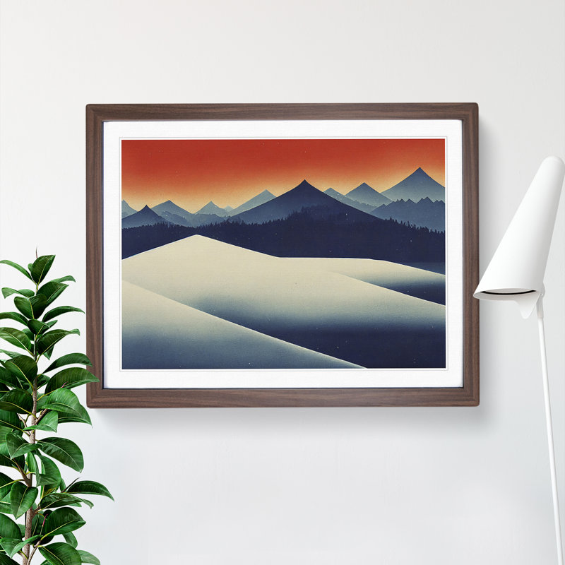 XH1022-10228X Winter Landscape Abstract - Single Picture Frame Print, 34cm H x 46cm W x 2cm D, Walnut Framed