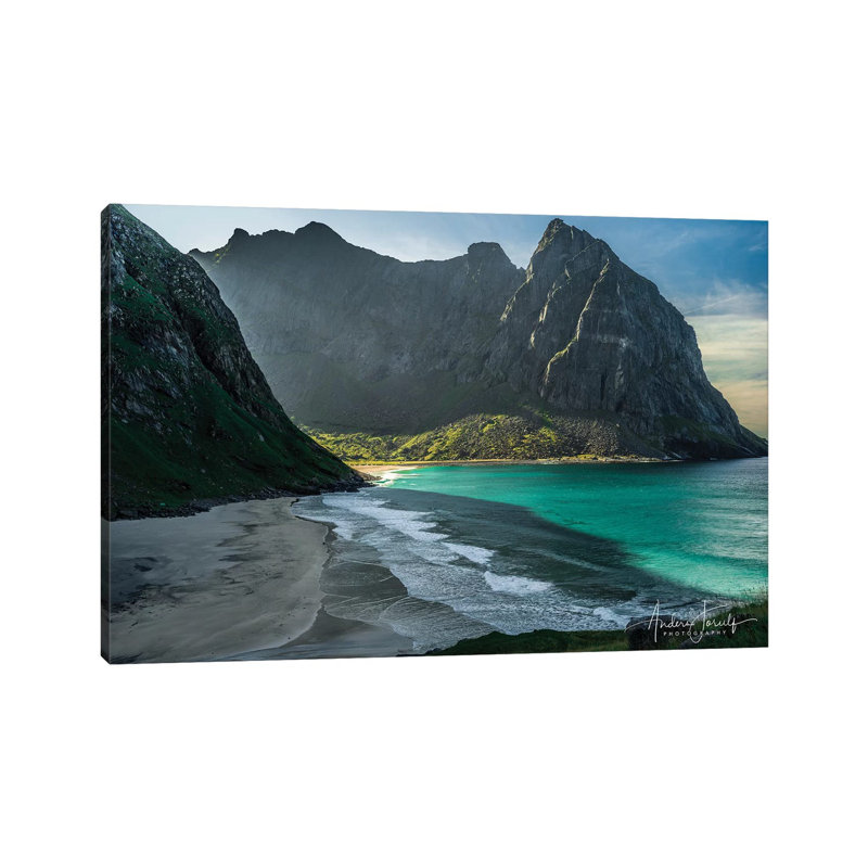 Kvalvika Beach by Anders Jorulf - Wrapped Canvas Print, 20.32 cm H x 30.48 cm W
