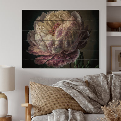 Floraison de pivoines roses et blanches II - impression sans cadre sur bois