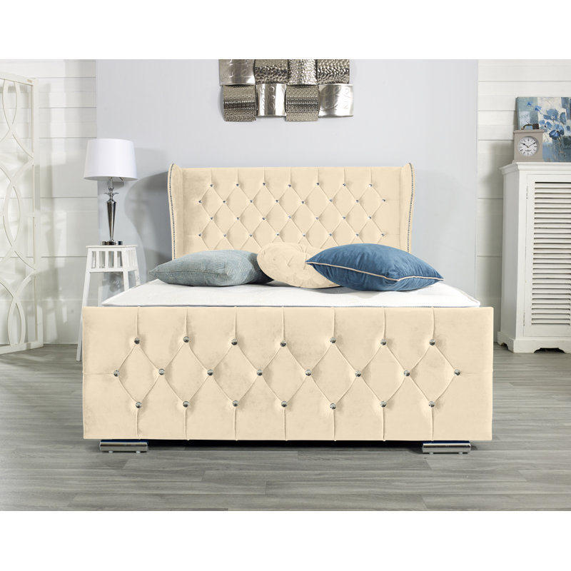 Lamberton Upholstered Bed Frame, Cream, Small Double (4')