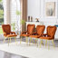 Ensemble de 2 chaises de salle à manger en velours orange avec pattes dorées, chaises d'appoint rembourrées en chaîne à bulles modernes pour la salle à manger et la cuisine