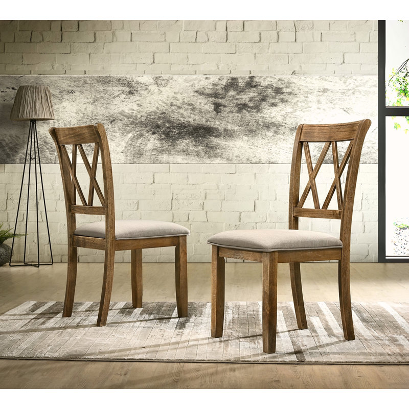 Ensemble de 2 chaises rembourrées en tissu, Brun