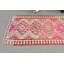 Tapis de style kilim turc rétro fait à la main pour décoration bohémienne avec laine colorée rose / vert