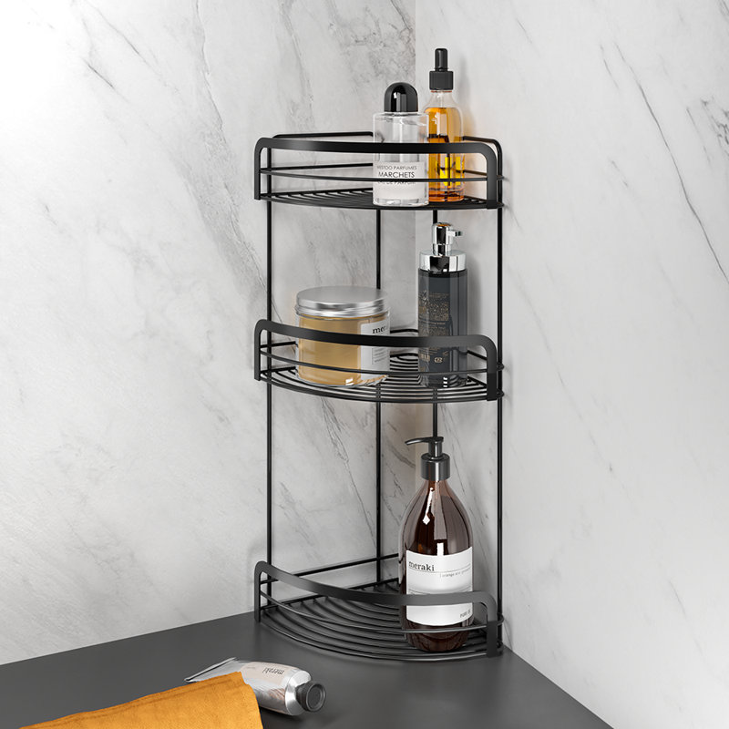 Origin Lava bathroom corner shelf with 3 shelves