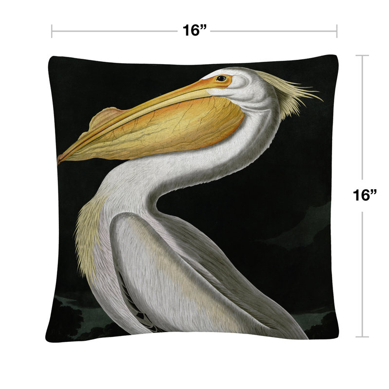 Coussin décoratif 16 x 16 «American White Pelican» John James Audubon