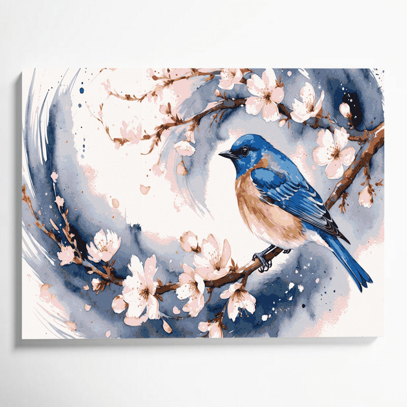 Birds Eastern Bluebird Beige Canvas Wall Art, 11" H x 14" W