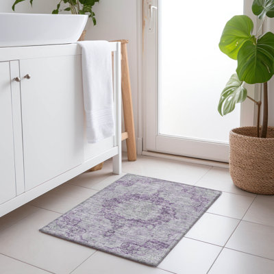 Tapis mauve intérieur / extérieur lavable à la machine Claudian ACN1238