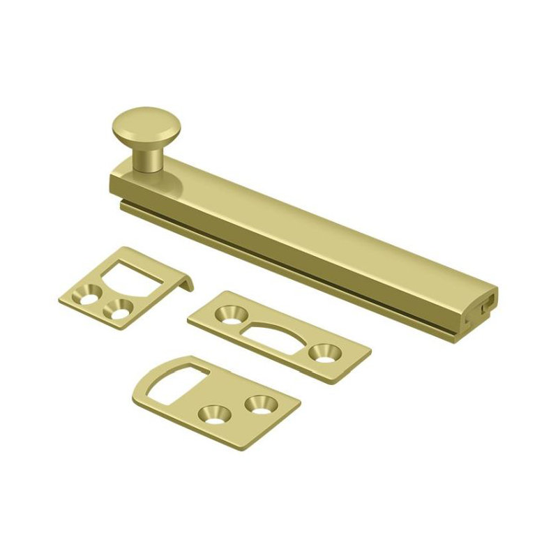 Boulon de surface 4 po Deltana 4SBCS3, vis dissimulée, HD en laiton poli, Laiton poli, H 1,9375 po x l 4 po x P 1,5625 po