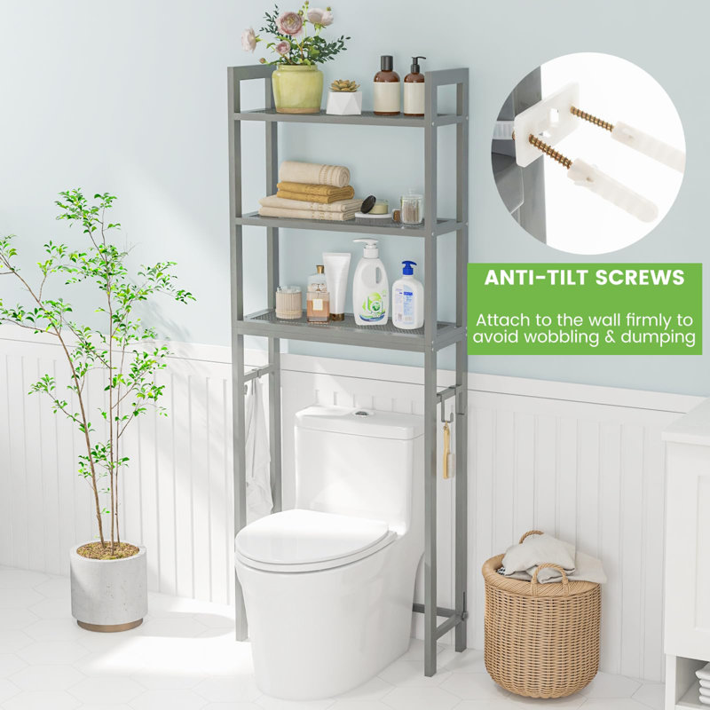 Aiylah Metal Freestanding Over The Toilet Storage, Grey