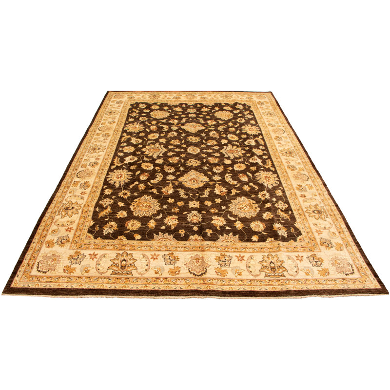 Tapis décoratif en laine de conception unique 9 pi 10 po x 14 pi 5 po noué à la main New Age Chobi