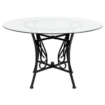 Table de salle à manger ronde en verre de 42 po avec cadre en métal Corkey North