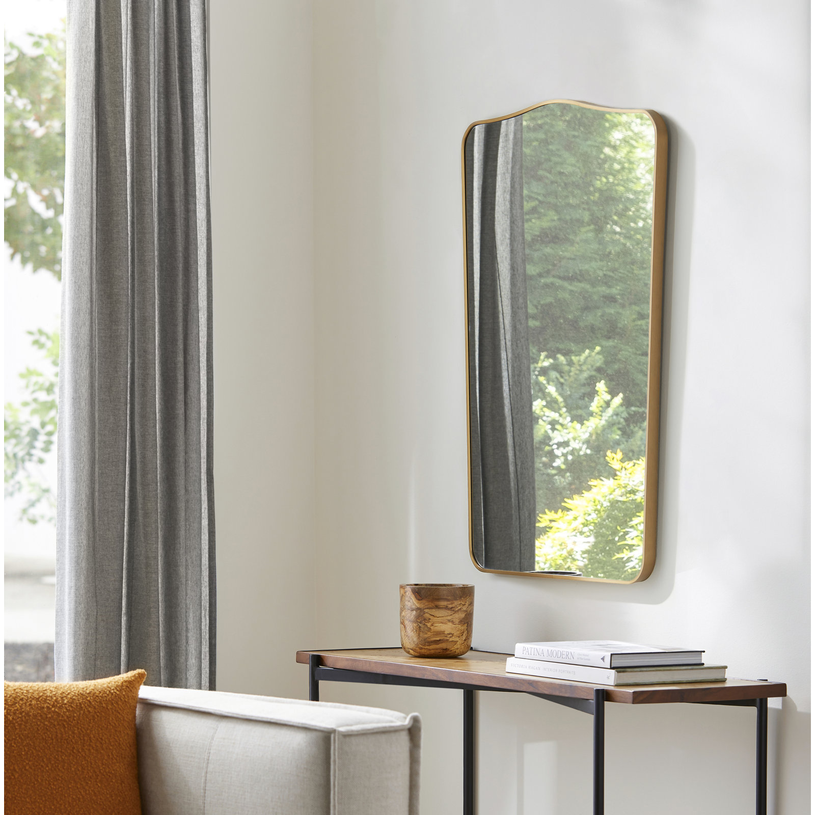 Bellona Aluminum Arch Wall Mirror, Cooper