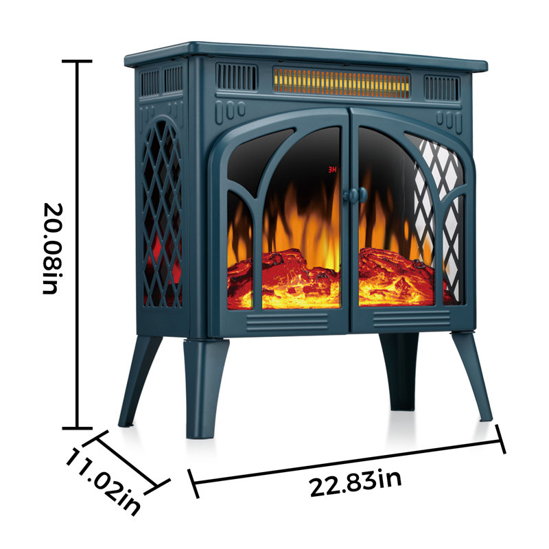  Cowsar Infrared Freestanding Portable Electric Fireplace Stove Heater With Remote,Timer,Adjustable Brightness And Speed,Double Doors