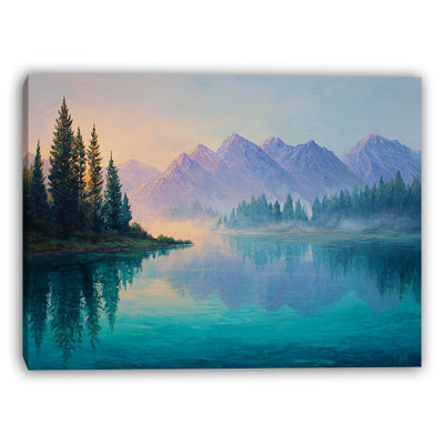 Art mural sur toile Misty Mountain Reflection
