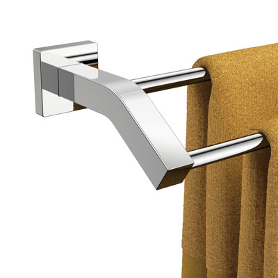Double Towel Bar, 24 Inch Dual Towel Racks For Bathroom Wall Mounted, Thicken Sus304 Stainless Steel Bath Square Towel Rod Towel Holder Rail