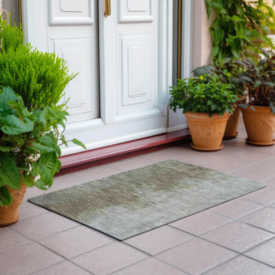 Machine Washable Indoor/Outdoor Xhevrie Taupe Rug